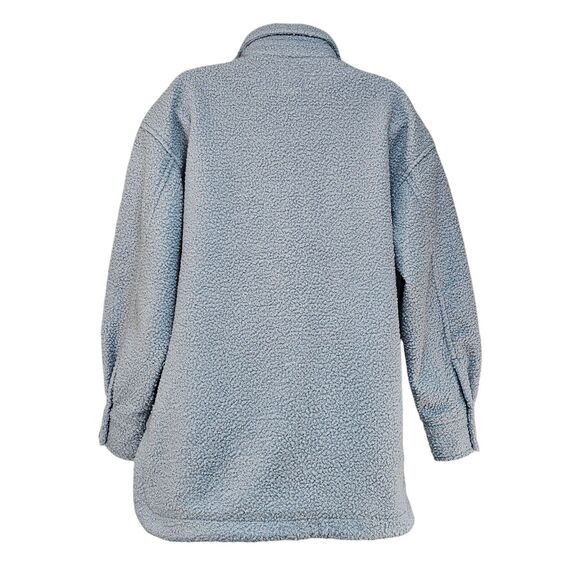 H&M Oversized Teddy Fleece Shacket Light Blue, Women's Size Small, Button Front - Picture 2 of 6